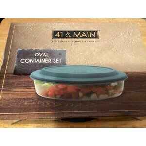 Oval Glass Baking Dish Container 41 & Main I.6 Liter 10 x 7 x 2 Inches*New Box